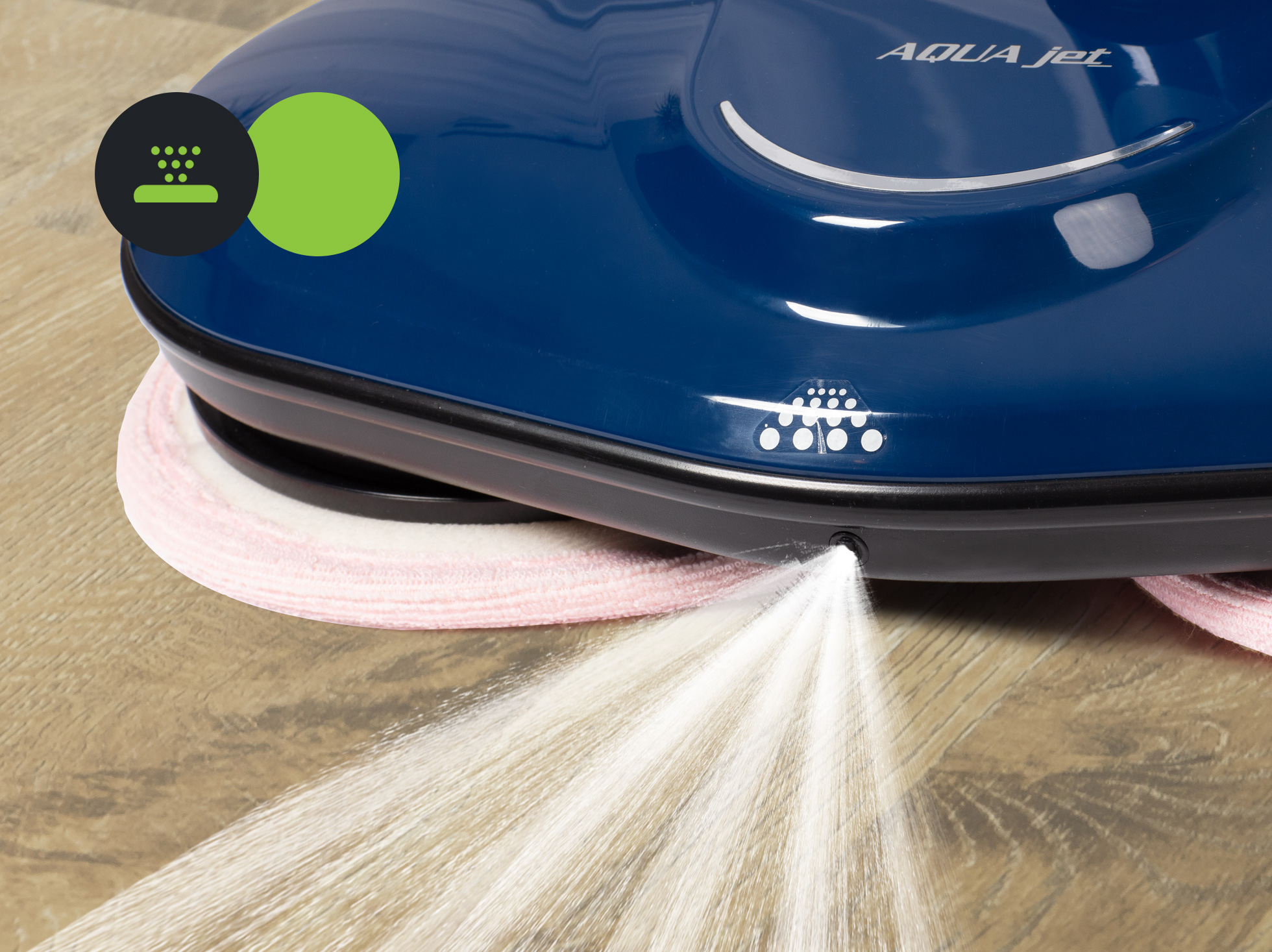 Mop elektryczny wyposażony jest w dyszę spryskującą, dzięki czemu możesz nawilżyć podłogę