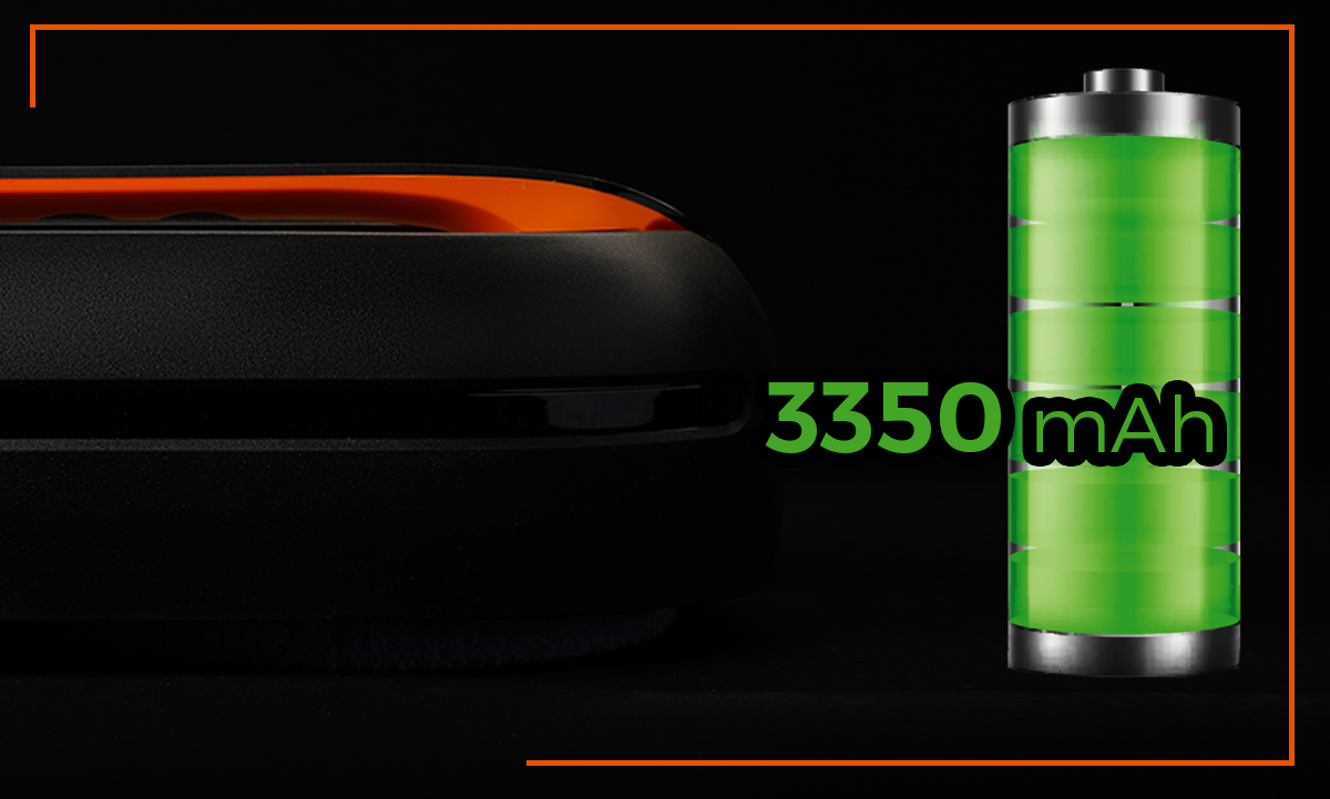 ZAWSZE GOTOWY DO DZIAŁANIA Robot mopujący posiada potężną baterię 3325 mAh