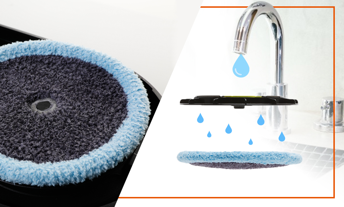 W prosty sposob uzupełnisz wodę w głowicach mopujących, wystarczy dać je pod kran